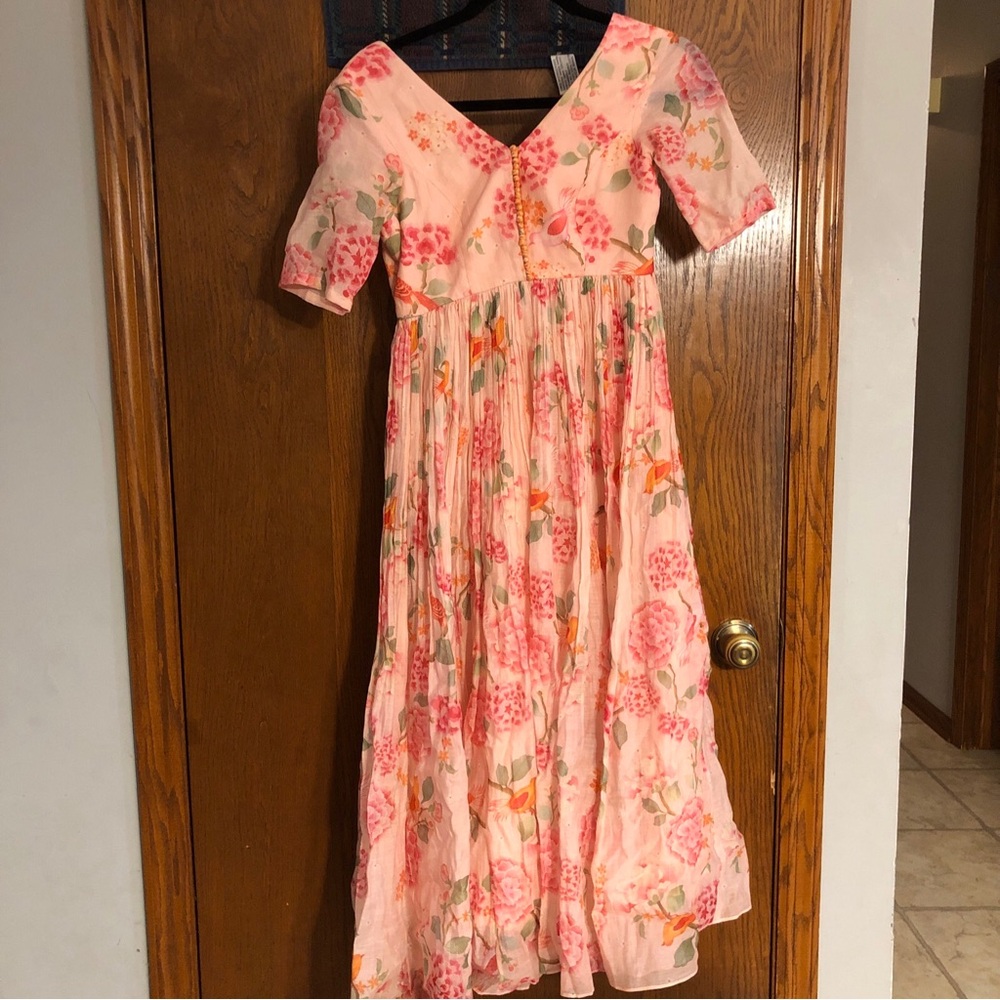 Paulmi & harsh womens shirt dress XS pink floral short sleeve
